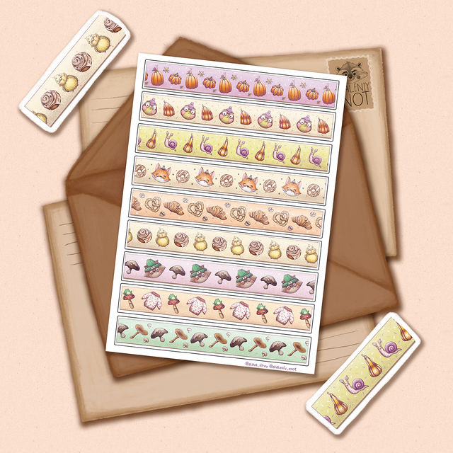 Stickers for planning "Decorative tape autumn", Self-adhesive paper