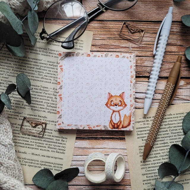 Note pad "Little fox" made to order within 4-5 working days, Matte photo paper