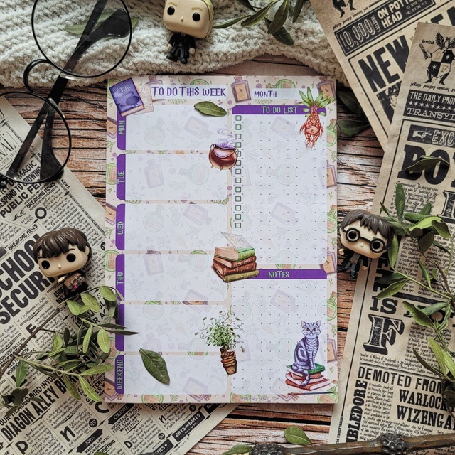 Weekly notebook with tear-off sheets "Magical world 2" made to order within 4-5 working days, Matte photo paper