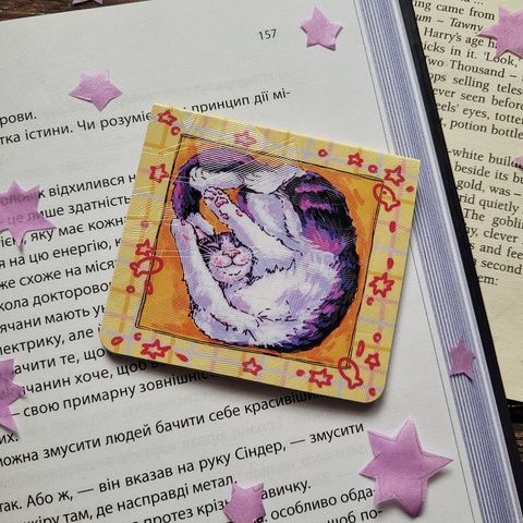 Magnetic bookmark "Cat in a box 6"
