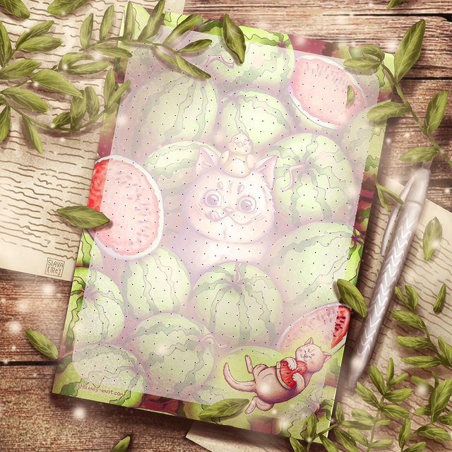 Large notepad with tear-off sheets "Watermellon time" made to order within 2-3 working days, Matte photo paper