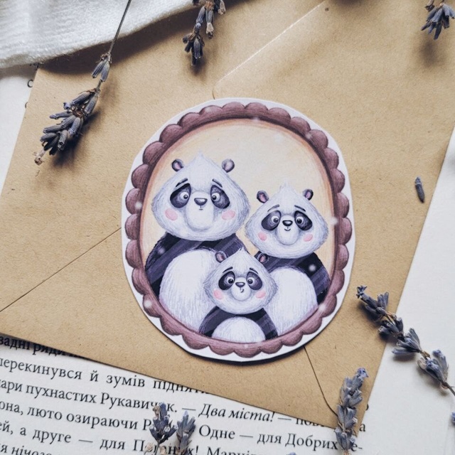Sticker "Panda family photo", Self-adhesive paper with matte lamination