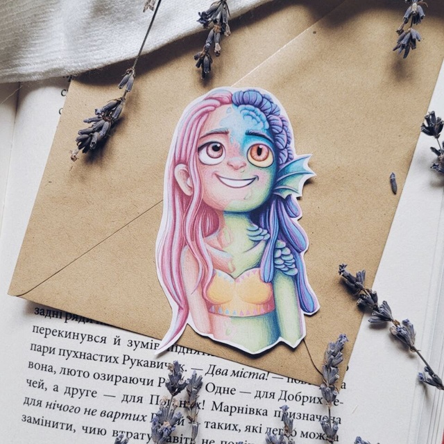 Sticker "Amphibian girl", Self-adhesive paper with matte lamination