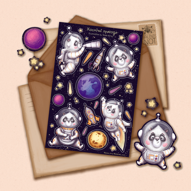 Stickers "Space Adventures 1", Self-adhesive paper