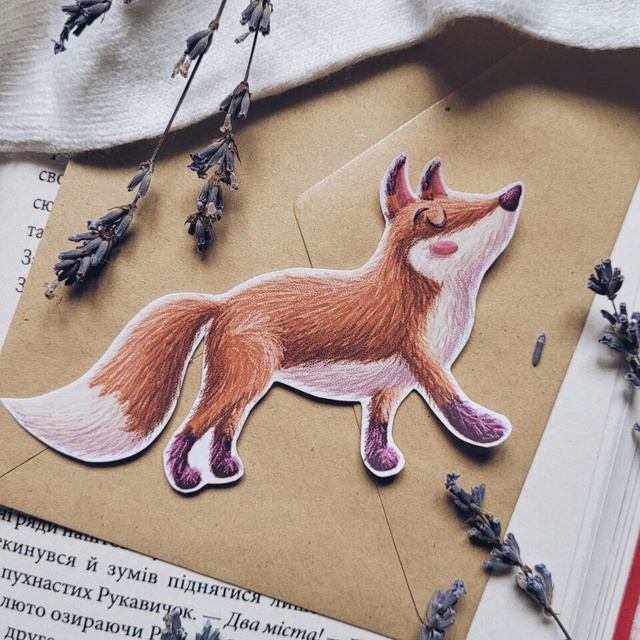 Sticker "The fox is leaving", Self-adhesive paper with matte lamination