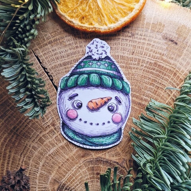 Sticker "Snowman", Self-adhesive paper with matte lamination