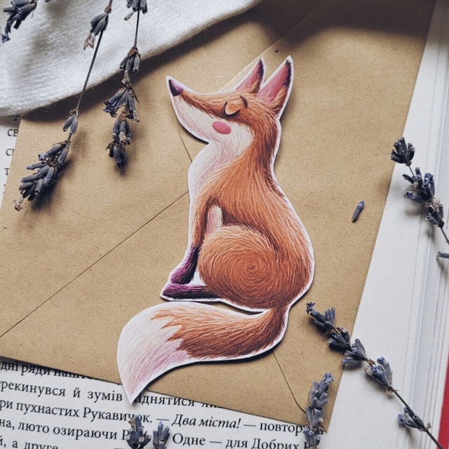 Sticker "The fox is resting", Self-adhesive paper with matte lamination