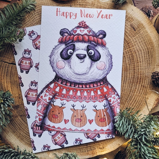 Postcard "New Year's Panda"