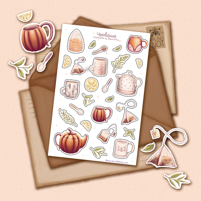 Stickers "Tea Party", Self-adhesive paper