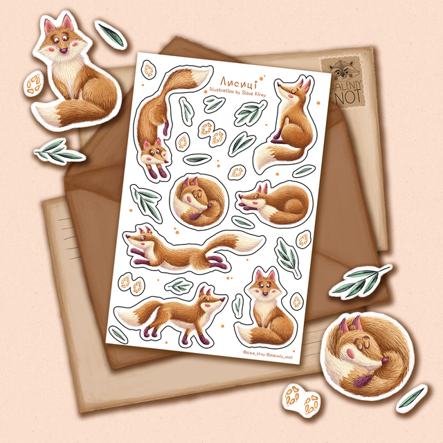 Stickers "Foxes ", Self-adhesive paper