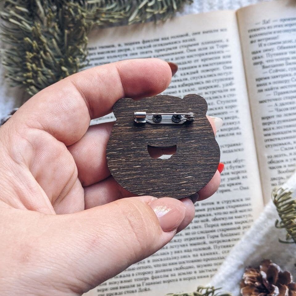 Badge "Christmas bear donut", Wood