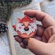 Badge "Donut New Year's fox", Wood