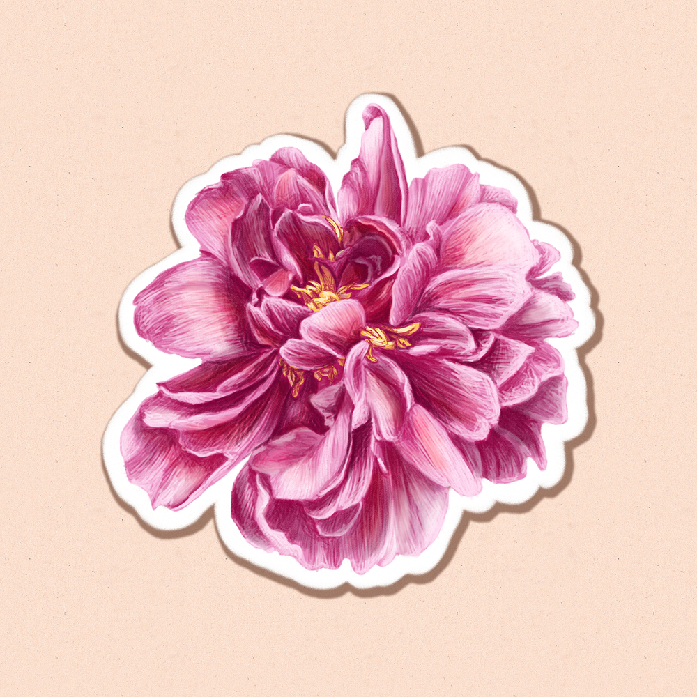 Sticker "Peony 2", Glossy self-adhesive paper