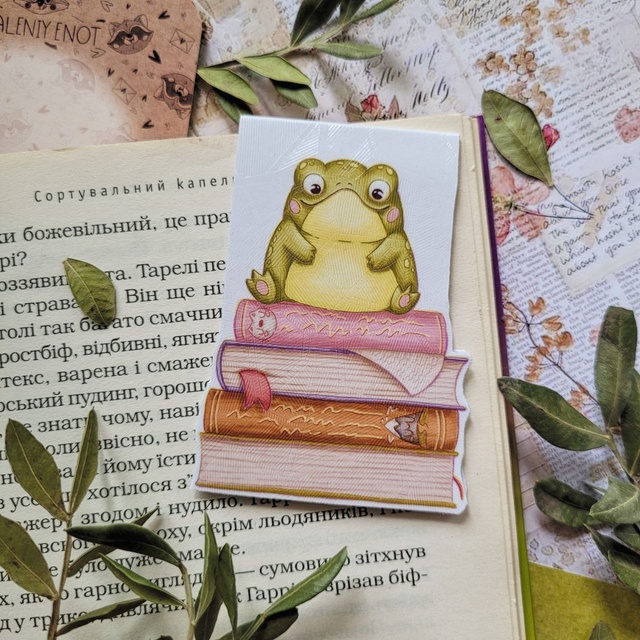 Magnetic bookmark "Frog on books"