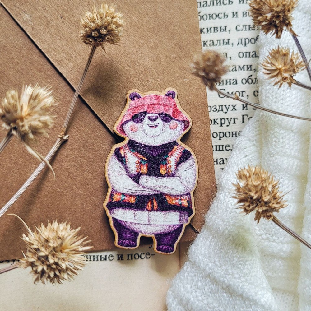 Badge " Ukrainian panda", Wood