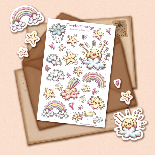 Stickers "Variable weather", Self-adhesive paper