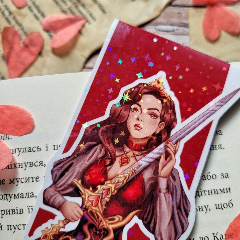 Holografic magnetic bookmark "Queen of Hearts 2"