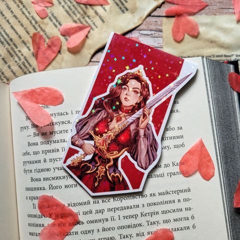 Holografic magnetic bookmark "Queen of Hearts 2"