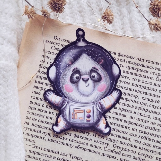 Стікер "Панда космонавт весела", Самоклеючий папір з матовою ламінацією