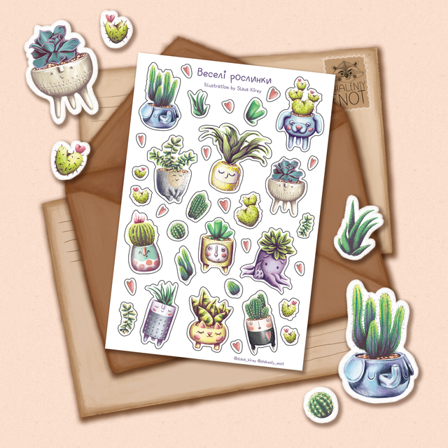 Stickers "Funny plants", Self-adhesive paper