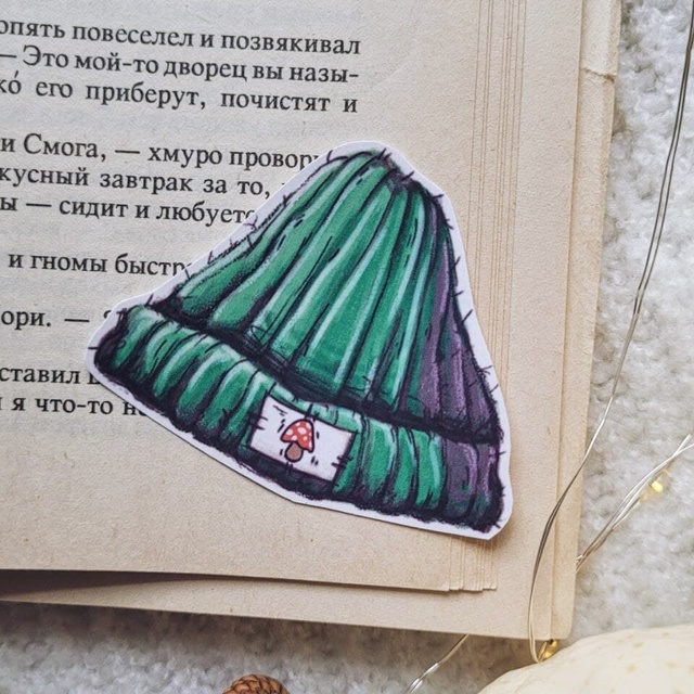 Стікер "Зелена шапка", Самоклеючий папір з матовою ламінацією