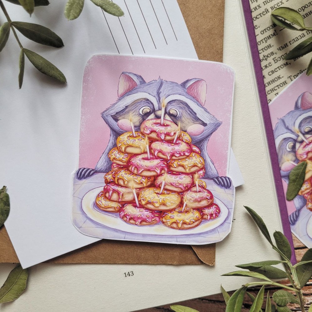 Sticker "Donut cake", Glossy self-adhesive paper