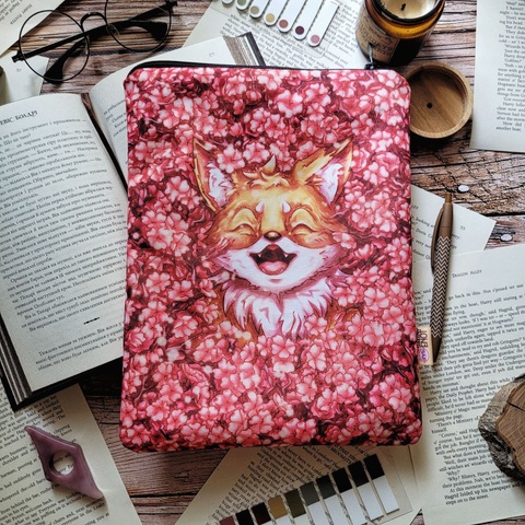 Book sleeve "A fox in a sakura tree", XS