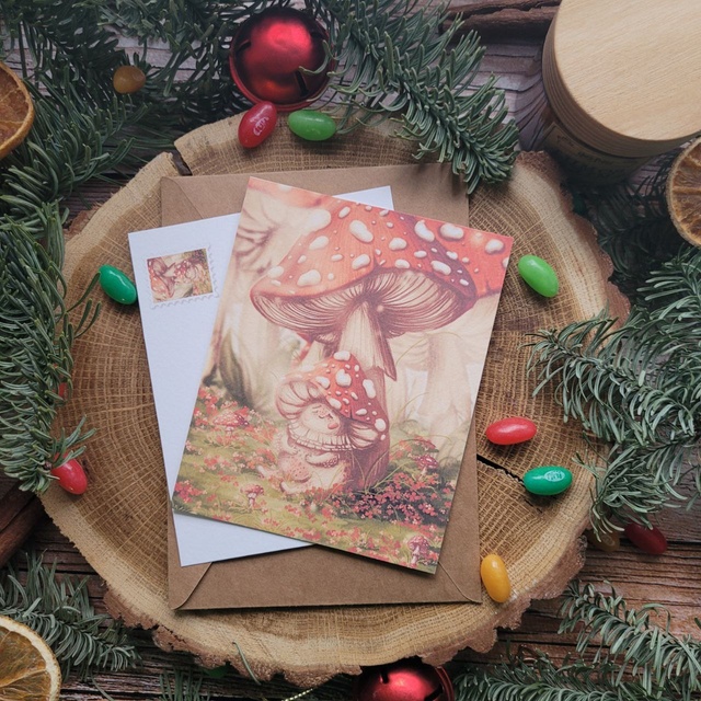 Postcard "Mushroom", Thick matte photo paper