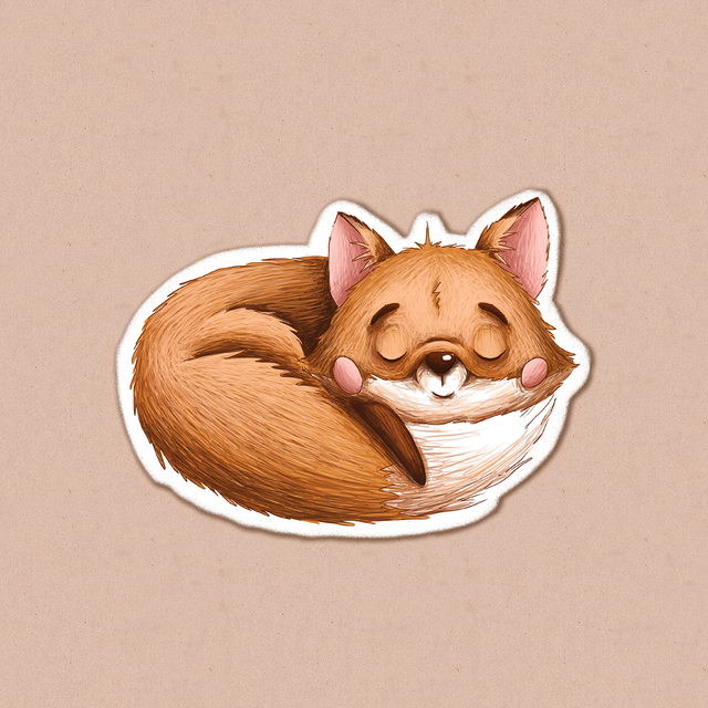 Sticker "The fox is sleeping", Glossy self-adhesive paper