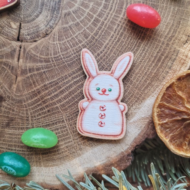 Badge "Gingerbread rabbit", Wood