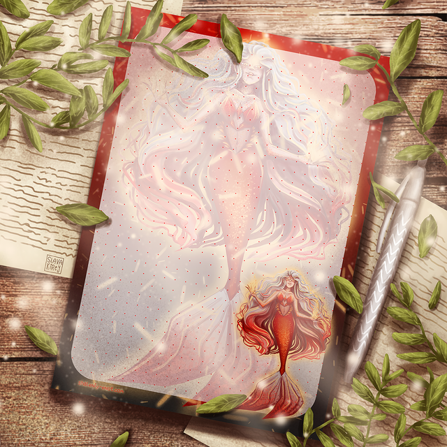 Large notepad with tear-off sheets "Villain mermaid" made to order within 2-3 working days, Matte photo paper