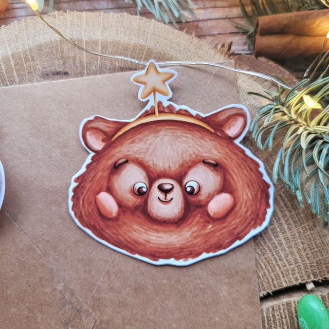Sticker "Teddy bear is a star", Glossy self-adhesive paper