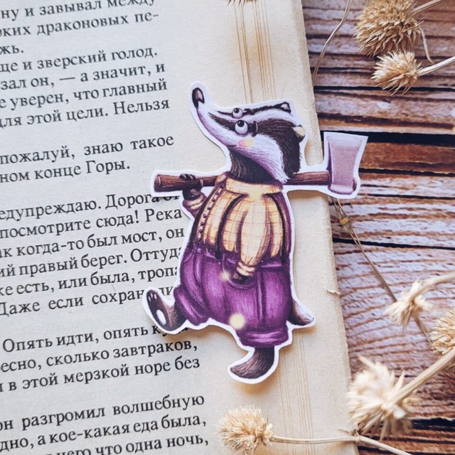 Sticker "Woodcutter badger", Self-adhesive paper with matte lamination