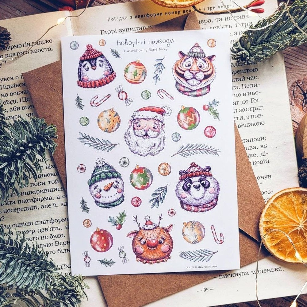 Stickers "New Year's Adventures", Self-adhesive paper