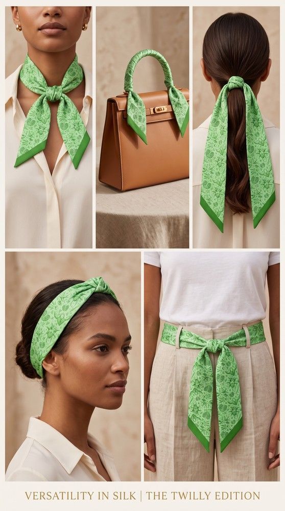 Twilly Scarf "Green Love"