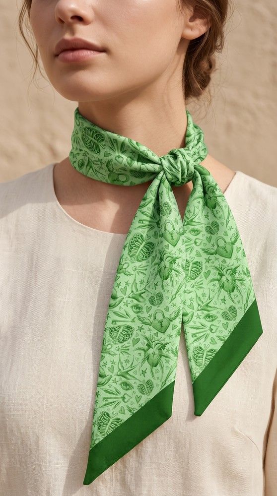 Twilly Scarf "Green Love"