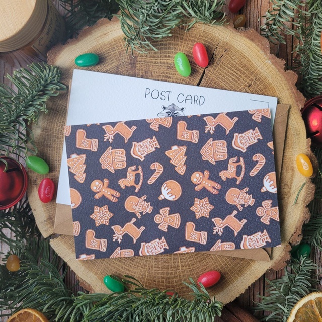 Postcard "Gingerbread", Designer cardboard (texture resembles watercolor paper)