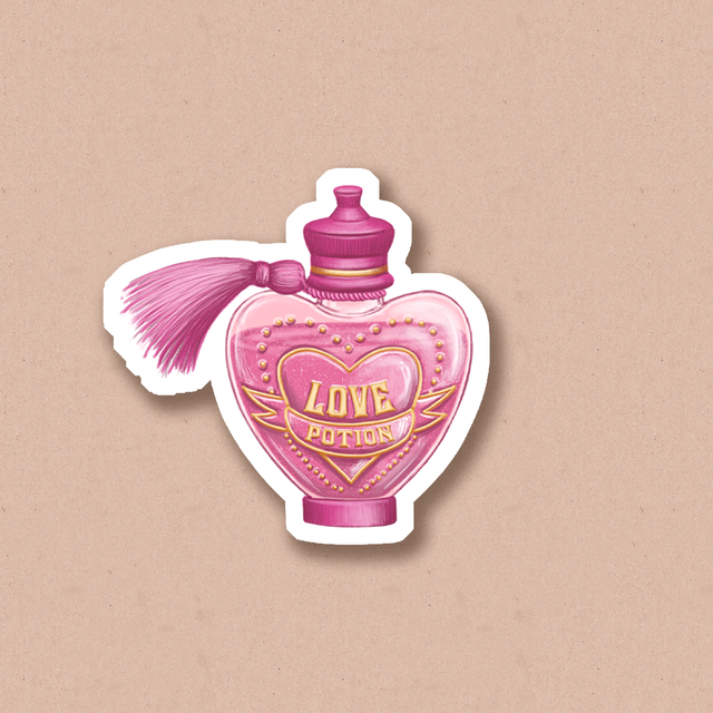Sticker "Love potion", Self-adhesive paper with glossy lamination