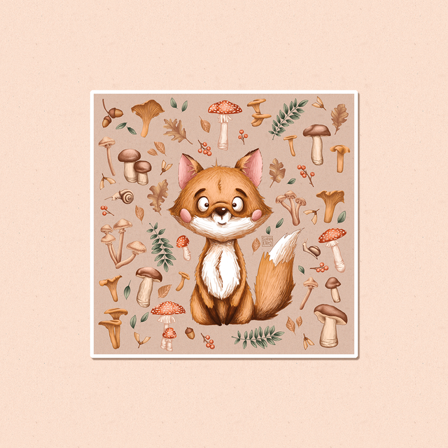 Sticker "Little fox illustration", Glossy self-adhesive paper