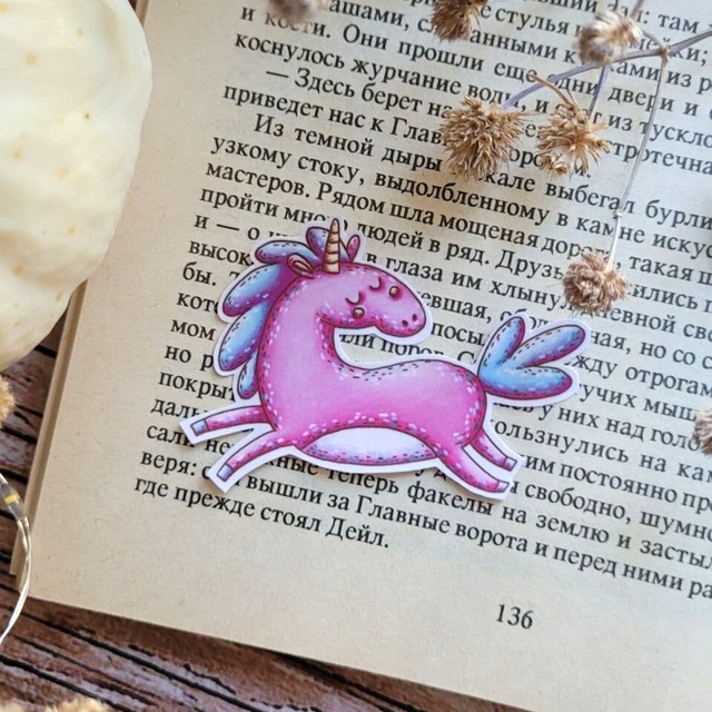 Sticker "Pink unicorn", Self-adhesive paper with matte lamination