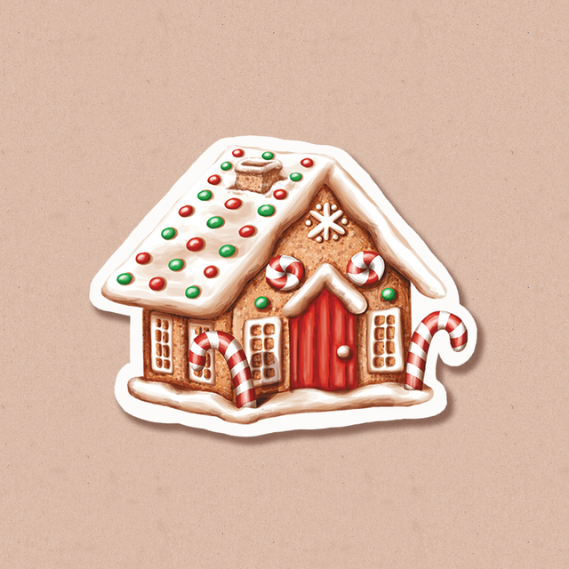 Sticker "Gingerbread house", Self-adhesive paper with matte lamination