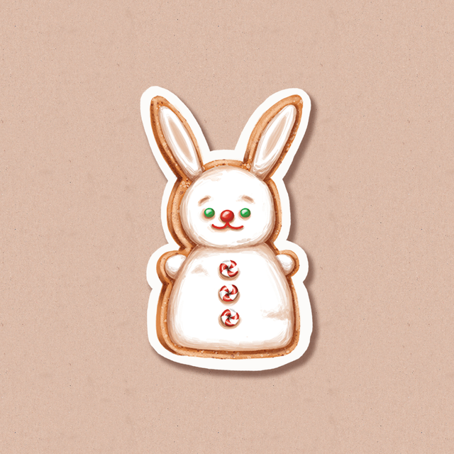 Sticker "Gingerbread bunny", Self-adhesive paper with matte lamination