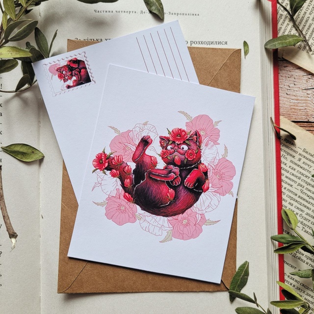 Postcard "Poppy the kitten", Thick matte photo paper