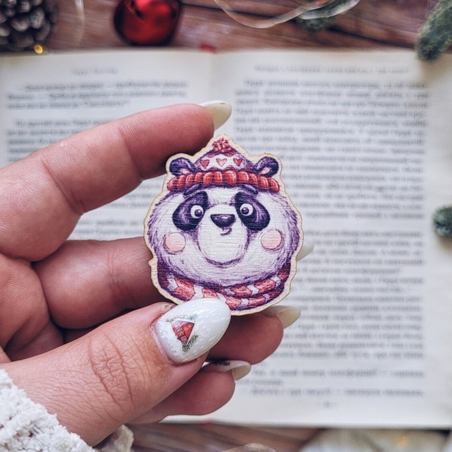 Badge " Panda", Wood