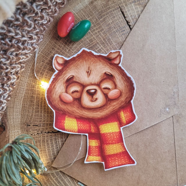 Sticker "A charming bear", Glossy self-adhesive paper