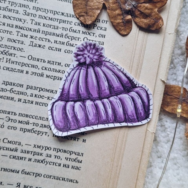 Sticker "Purple hat", Self-adhesive paper with matte lamination