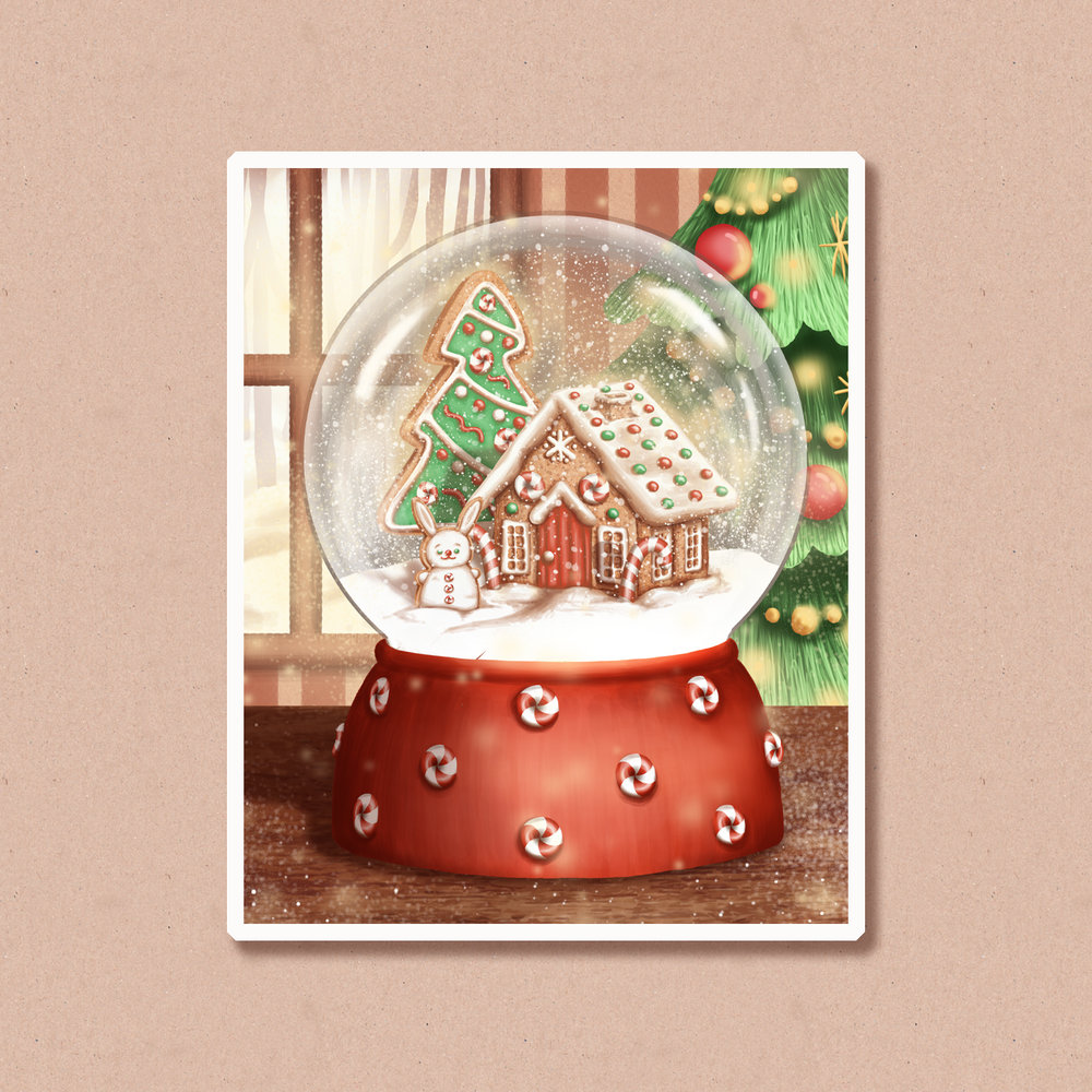 Sticker "Snow globe illustration", Self-adhesive paper with matte lamination