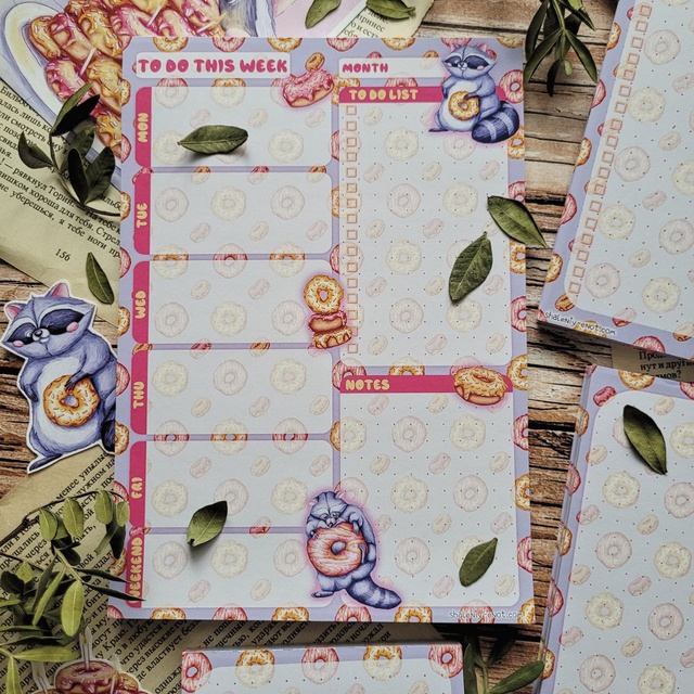 Weekly notebook with tear-off sheets "Sweet tooth" made to order within 2-3 working days, Matte photo paper