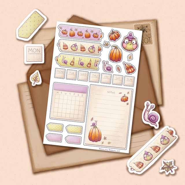 Stickers for planning "Pumpkin dreams", Self-adhesive paper